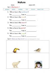 English worksheet: Nature