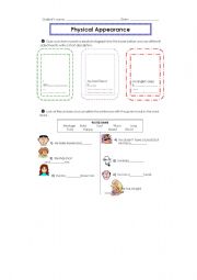 English worksheet: Describing physical appearance 1