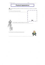 English worksheet: Physical appearance practice 2