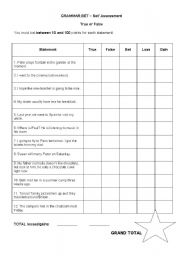 Grammar Bet - Tenses - self assessment