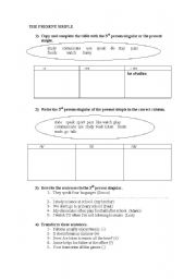 English Worksheet: The Present Simple: the third person singular