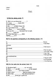 English worksheet: English test or exercises