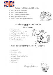 English Worksheet: Rules and classroom vocabulary