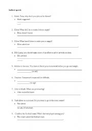 English Worksheet: Indirect Speech