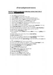 English worksheet: find the mistake