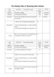 English worksheet: lesson plan