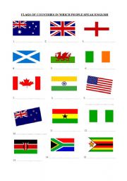 English Worksheet: English speaking countries