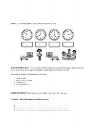 English Worksheet: present simple and telling the time