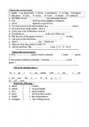 English worksheet: Multiple choice & match 