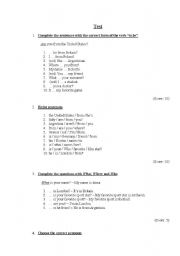 English Worksheet: Grammar test