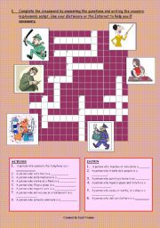 English worksheet: Phonemic Crosssword Part 1/2 using JOBS vocabulary