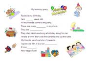 English Worksheet: my birthday party