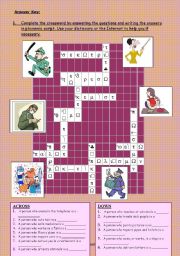 English worksheet: Phonemic Crossword Part 2/2 using JOBS vocabulary :ANSWER KEY