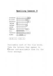 English worksheet: Hidden Message