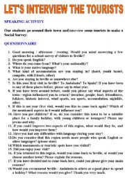 English Worksheet: Lets interview the tourists!
