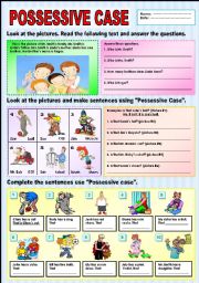 English Worksheet: Possessive case