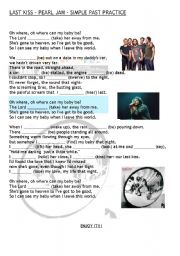 English Worksheet: LAST KISS - SIMPLE PAST