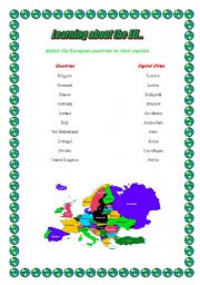 English worksheet: EU countries and capital cities