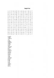 English worksheet: regular simple past verbs.word search,.