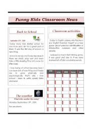 Funny Kids Classroom Newspaper