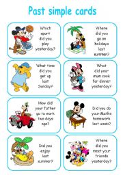 English Worksheet: PAST SIMPLE CARDS 1/2