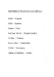 English worksheet: Different Ways to say 