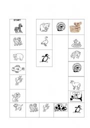 English Worksheet: Animal board game