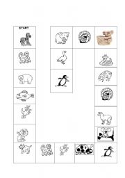 English worksheet: Animal board game