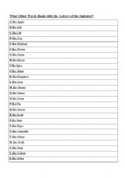 English worksheet: What other words begin with the letter?