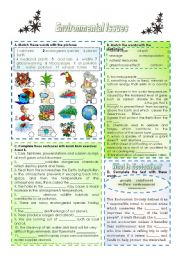 English Worksheet: ENVIRONMENTAL PROBLEMS