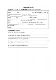 English Worksheet: Be going to exercises