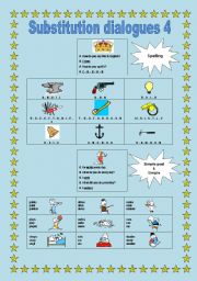 English Worksheet: Substitution Dialogue 4