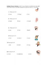 English Worksheet: Multiple choise with parts of the body