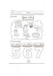 English Worksheet: animals and numbers