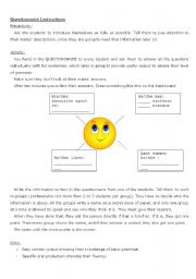 Questionnaire getting basic information instructions