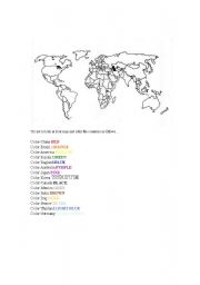 English Worksheet: Color the Countries