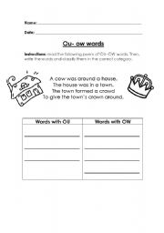 English Worksheet: ou ow words