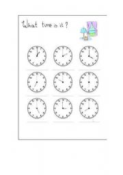 English worksheet: What time is it?