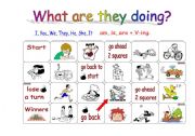 English Worksheet: Present continuous tense- Board game