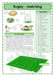 English Worksheet: Rugby - matching exercise