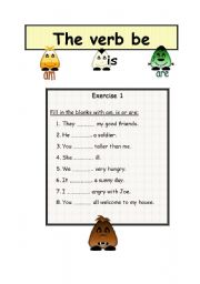 English Worksheet: verb to be- part1