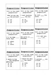 English worksheet: Prepositions