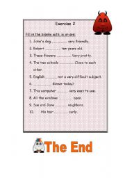 English worksheet: verb to be- part2