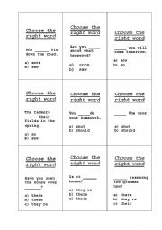 English Worksheet: Choose the right word