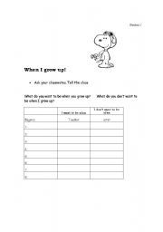 English worksheet: When I grow up!