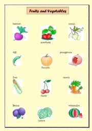 English Worksheet: Fruits and vegetables