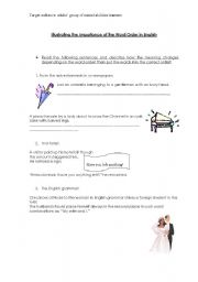 English worksheet: Word order