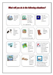 English Worksheet: Solve the SITUATIONS USING ENGLISH -Topic-Travelling-
