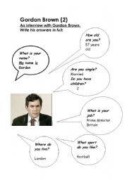 English Worksheet: Gordon Brown - interview