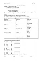 English worksheet: Adverbs of manner